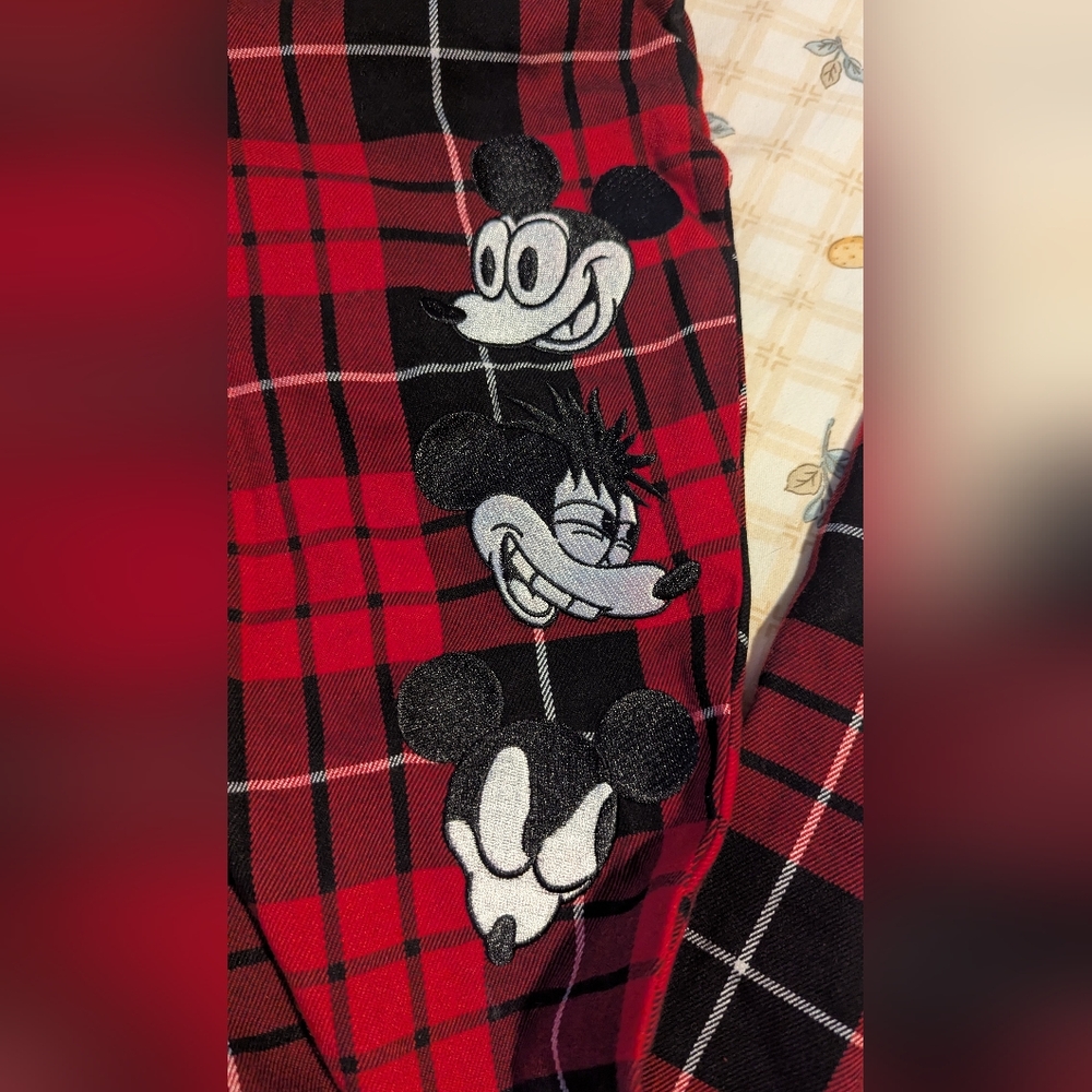 Red and Black Plaid Pant with Mickey Faces
